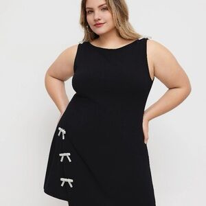 BOAT NECKLINE SOLID BOWKNOT WRAP MINI DRESS CURVE & PLUS